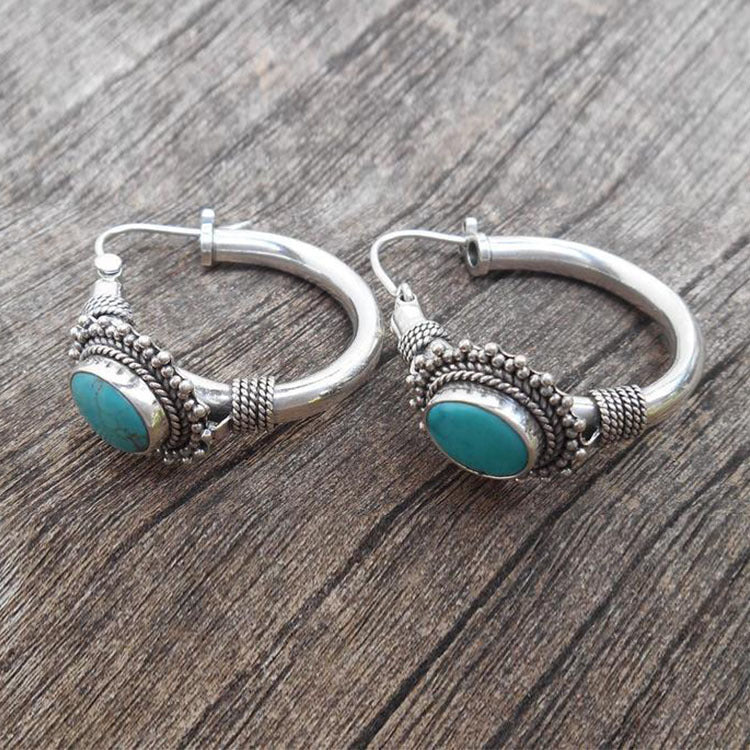 Bohemian Vintage Ohrringe mit Turqouise Stein