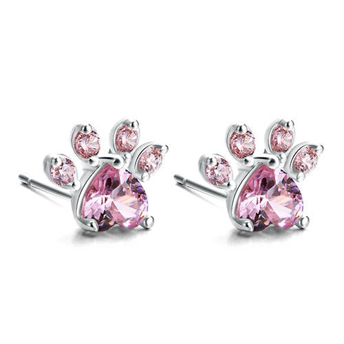Elegantes TALINA 4-teiliges Roségold Schmuckset mit Pfote & Zirkonia-Herz - Perfektes Geschenk für Tierliebhaber