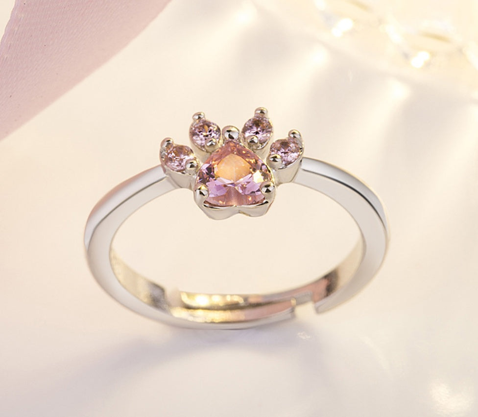 Elegantes TALINA 4-teiliges Roségold Schmuckset mit Pfote & Zirkonia-Herz - Perfektes Geschenk für Tierliebhaber