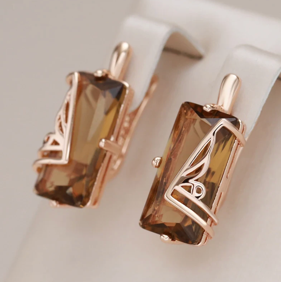 Elegantes Bernsteinset mit luxuriöser 18 Kt. Roségoldplattierung