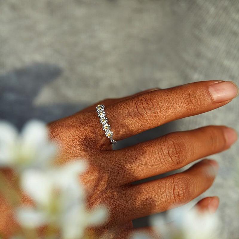 Boho Verstellbarer Gänseblümchen Ring