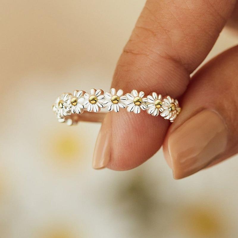 Boho Verstellbarer Gänseblümchen Ring