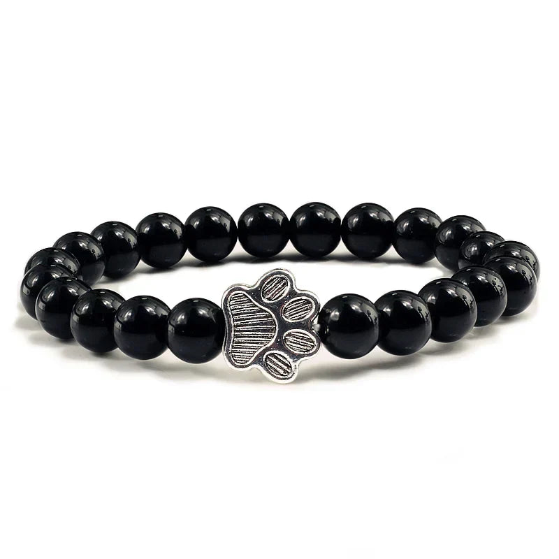 MELIA – Elegantes Perlenarmband mit charmantem Pfotenanhänger aus natürlichem Steinstoff