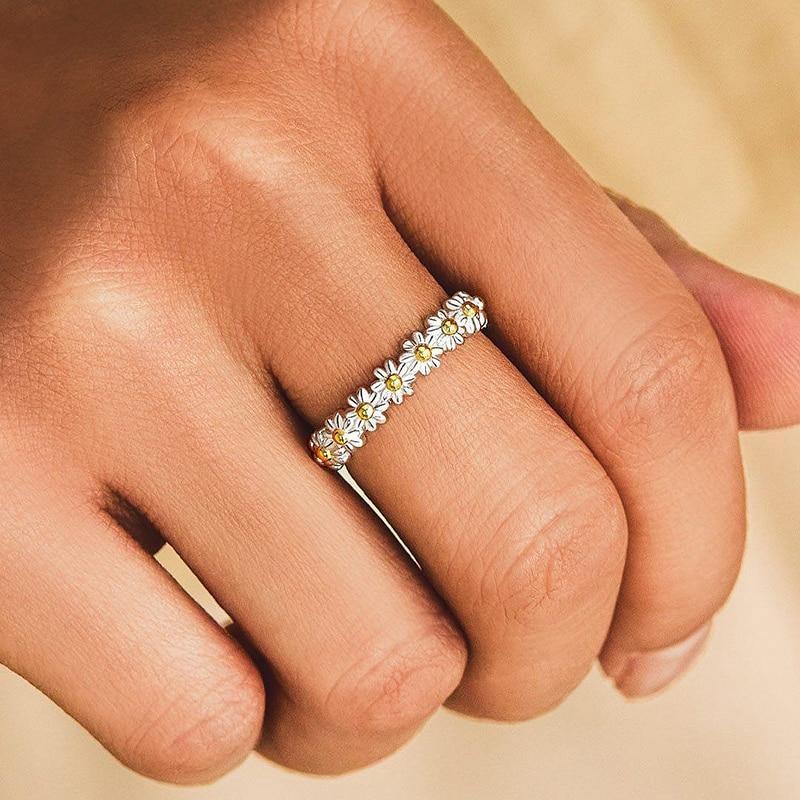 Boho Verstellbarer Gänseblümchen Ring