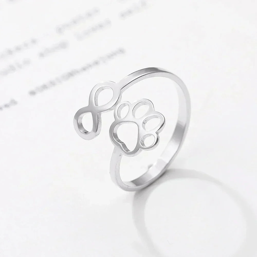 AYLA – Eleganter verstellbarer Infinity-Pfotenring aus hochwertigem Edelstahl