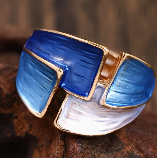 Eleganter französisch inspirierter Vintage Emaille-Ring
