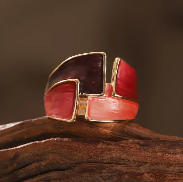 Eleganter französisch inspirierter Vintage Emaille-Ring