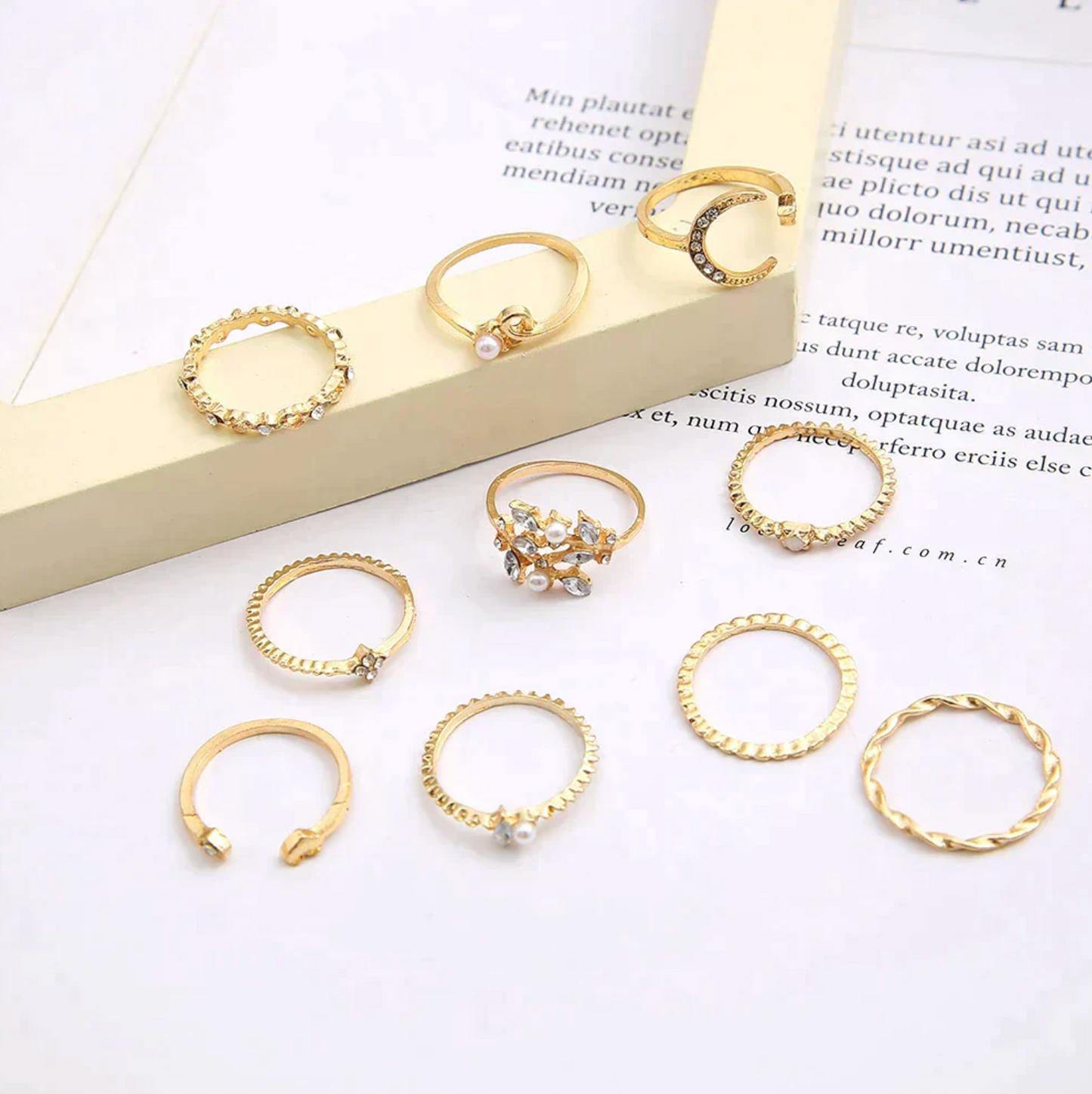 10er-Pack Bohemian-Ringe, versilbert und vergoldet