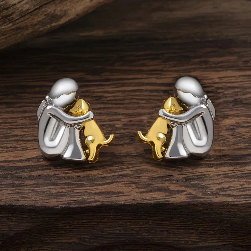NURI – Elegante bicolor Bicolor-Umarmungs-Ohrstecker aus Silber & Gold für stilvollen Look