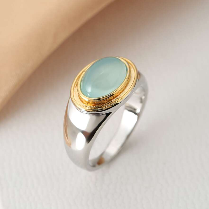 Vintage Mondstein Ring aus Gemischtem Metall