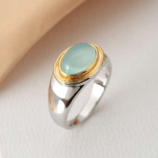 Vintage Mondstein Ring aus Gemischtem Metall