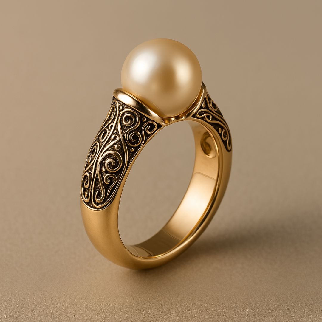 Vintage Goldene Farbe Perle Ring