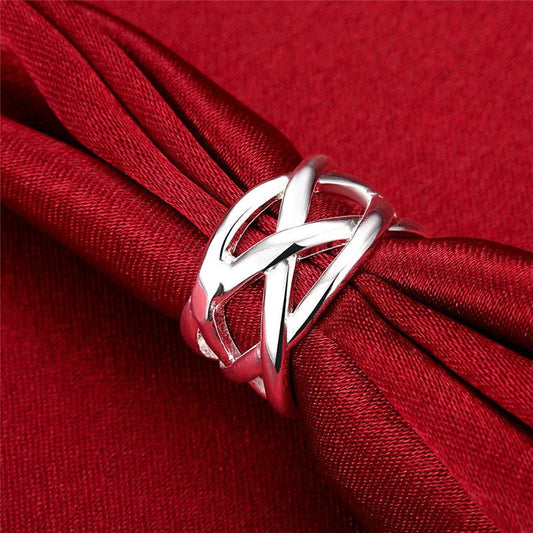 Eleganter geflochtener Ring aus hochwertigem 925 Sterling Silber