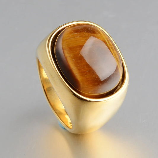 Glamouröser Tigerauge Ring mit hochwertiger 18K Goldplattierung