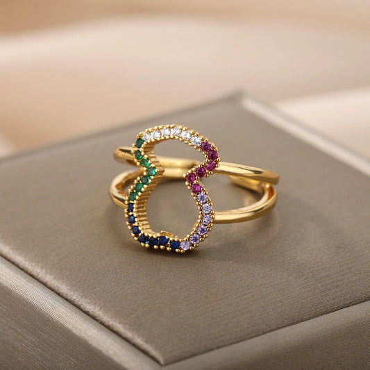 Funkelnder verstellbarer 18k Teddybär-Ring mit bunten Zirkoniasteinen