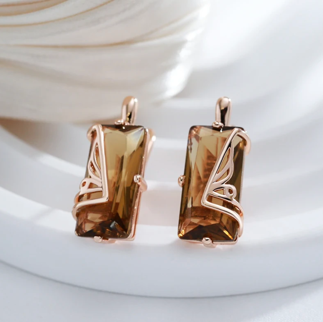 Elegantes Bernsteinset mit luxuriöser 18 Kt. Roségoldplattierung