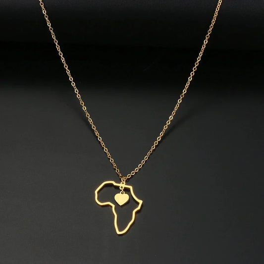 Halskette mit Herz des Kontinents in Gold