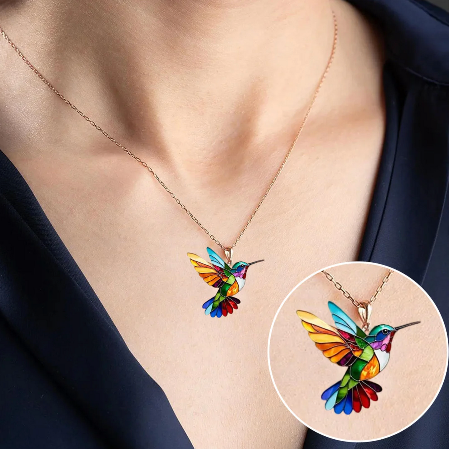 Bunte Kolibri-Halskette