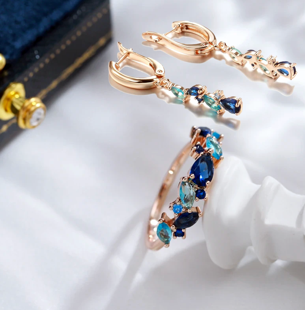 Elegantes Set aus Meerestränen in Roségold Farbe