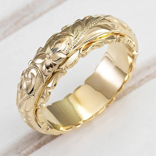 Vintage Ring mit Gravierter Blume
