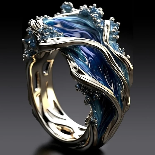 Vintage Ozeanwelle Ring aus Harz