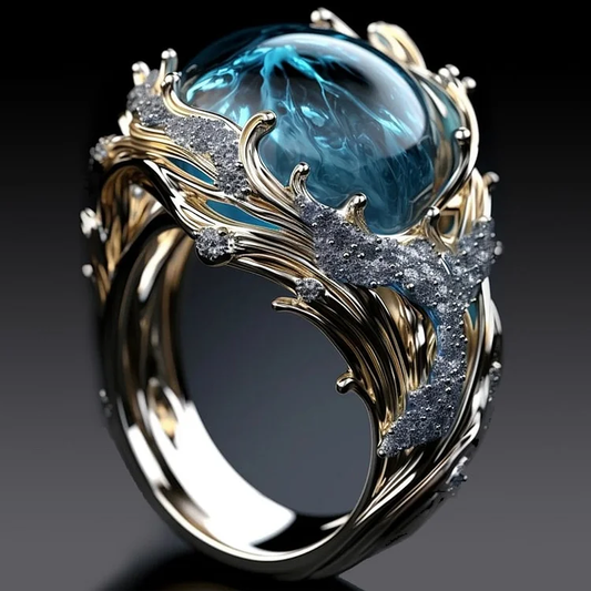 Harz Ozean Welle Kristall Ring